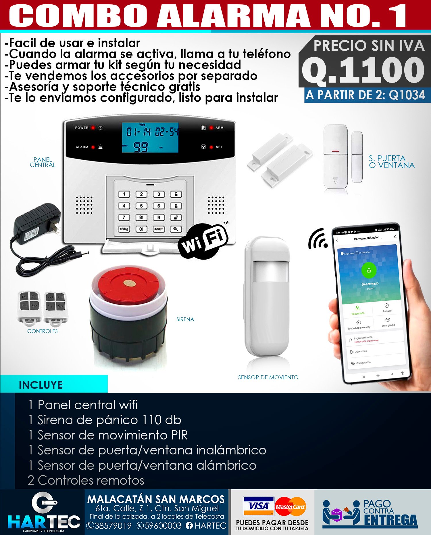Sistema de alarma WiFi GSM Tuya Smart Home Pantalla LCD Soporte de