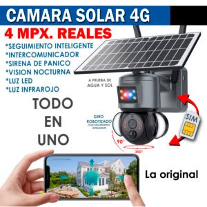 CAMARA PTZ SOLAR 4G -4MPX, ACEPTA SIM TIGO Y CLARO (EL ORIGINAL)