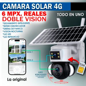 CAMARA PTZ SOLAR 4G 6MPX + DOBLE VISIÓN, ACEPTA SIM TIGO Y CLARO (EL ORIGINAL)
