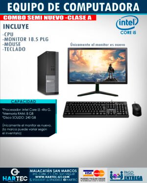 EQUIPO SEMI NUEVO INTEL CORE i5 -CLASE A