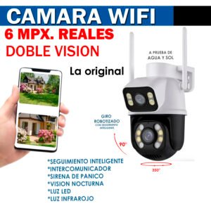 CAMARA WIFI PTZ EXTERIOR 6 MPX. DOBLE VISIÓN