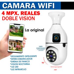 CÁMARA PTZ TIPO BOMBILLA WIFI DOBLE VISIÓN 4MPX