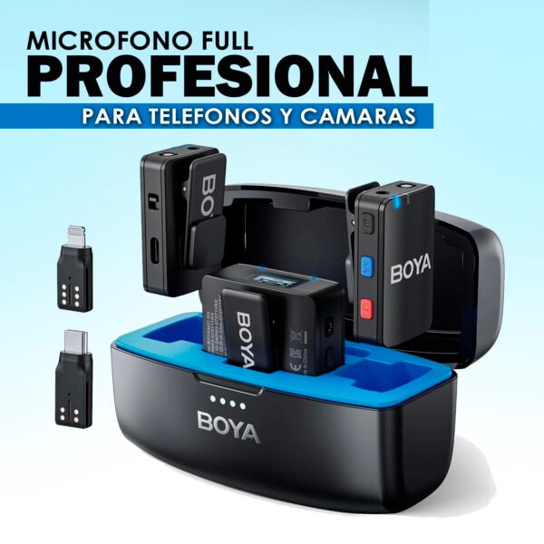 MICROFONO DE SOLAPA PROFESIONAL 3 EN 1 BOYA 300 MT