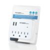 ESTACIÓN DE CARGA CON PROTECTOR DE SOBRETENSIÓN, 3 TOMAS Y 2 PUERTOS USB, COLOR BLANCO - Imagen 2