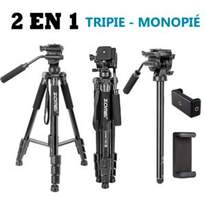 TRIPODE PROFESIONAL PARA CAMARAS Y TELEFONOS 2 EN 1. 170CM. ZOMEI