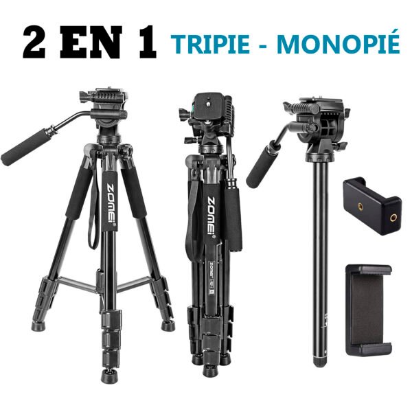 TRIPODE PROFESIONAL PARA CAMARAS Y TELEFONOS 2 EN 1. 170CM. ZOMEI