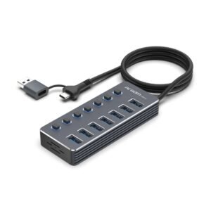HUB USB 3.0 - SWITCH DE 1 A 7 PUERTOS,  2 EN 1(USB Y TIPO-C) ARGOM
