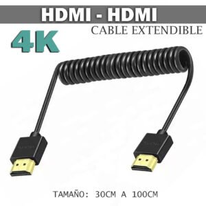 CABLE HDMI A HDMI MACHO EXTENDIBLE DE RESORTE 30CM-100CM 4K 60HZ