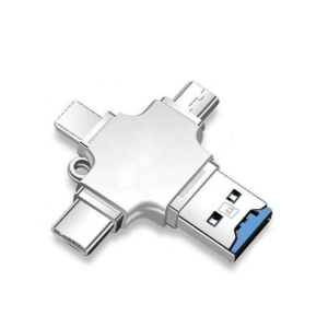 LECTOR DE MEMORIA MICROSD 3 EN 1 ALUMINIO TIPO-C, V8, IPHONE