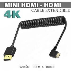 CABLE MINI HDMI A HDMI EXTENDIBLE DE RESORTE 30CM-100CM 4K 60HZ