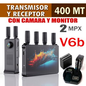 TRANSMISOR Y RECEPTOR HDMI INALÁMBRICO CON PANTALLA RGB 7′, DE 400M + CÁMARA, 1080P FULL HD -V6b