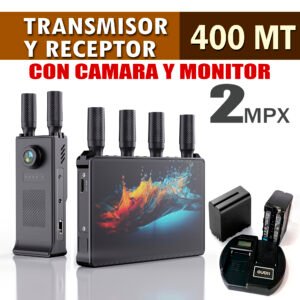 TRANSMISOR CON CÁMARA Y RECEPTOR HDMI INALÁMBRICO CON PANTALLA RGB 7′, DE 400 M, 1080P FULL HD