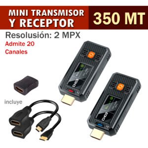 MINI TRANSMISOR Y RECEPTOR HDMI 350MT, 20 CANALES