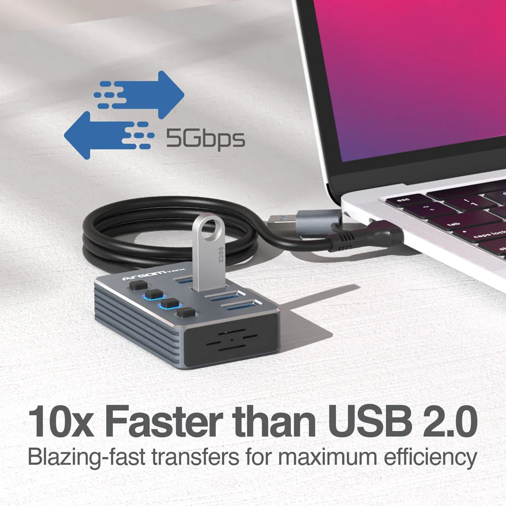HUB USB A+C CON INTERRUPTORES 4 PUERTOS USB 3.0 ARGOM - Imagen 4