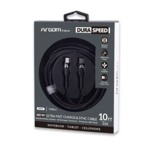 Cable USB-C a USB-C de 100 W, trenzado de nailon Dura Speed, 3 m/10 pies.