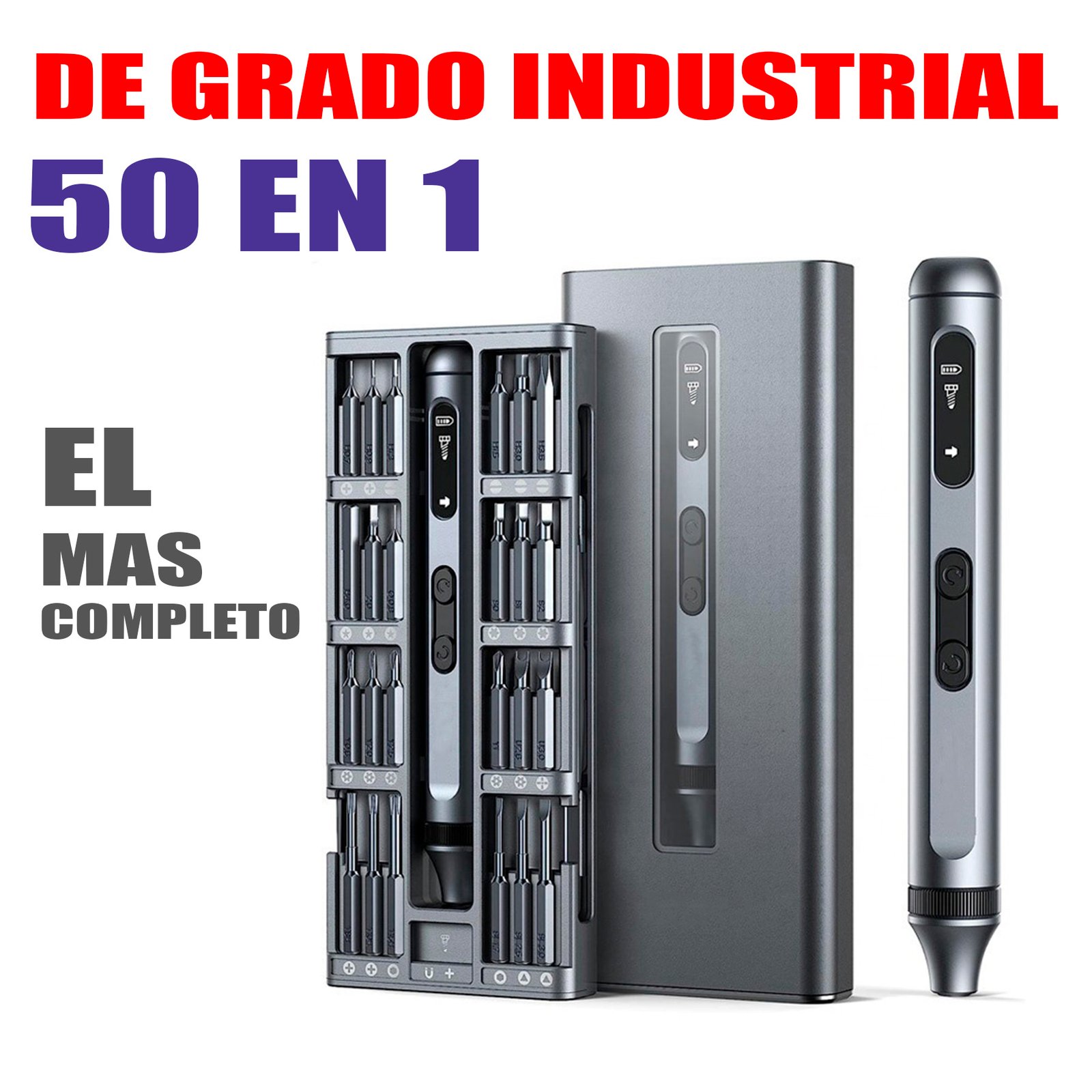 JUEGO DE DESTORNILLADORES ELECTRICOS RECARGABLE 50 EN 1, GRADO INDUSTRIAL