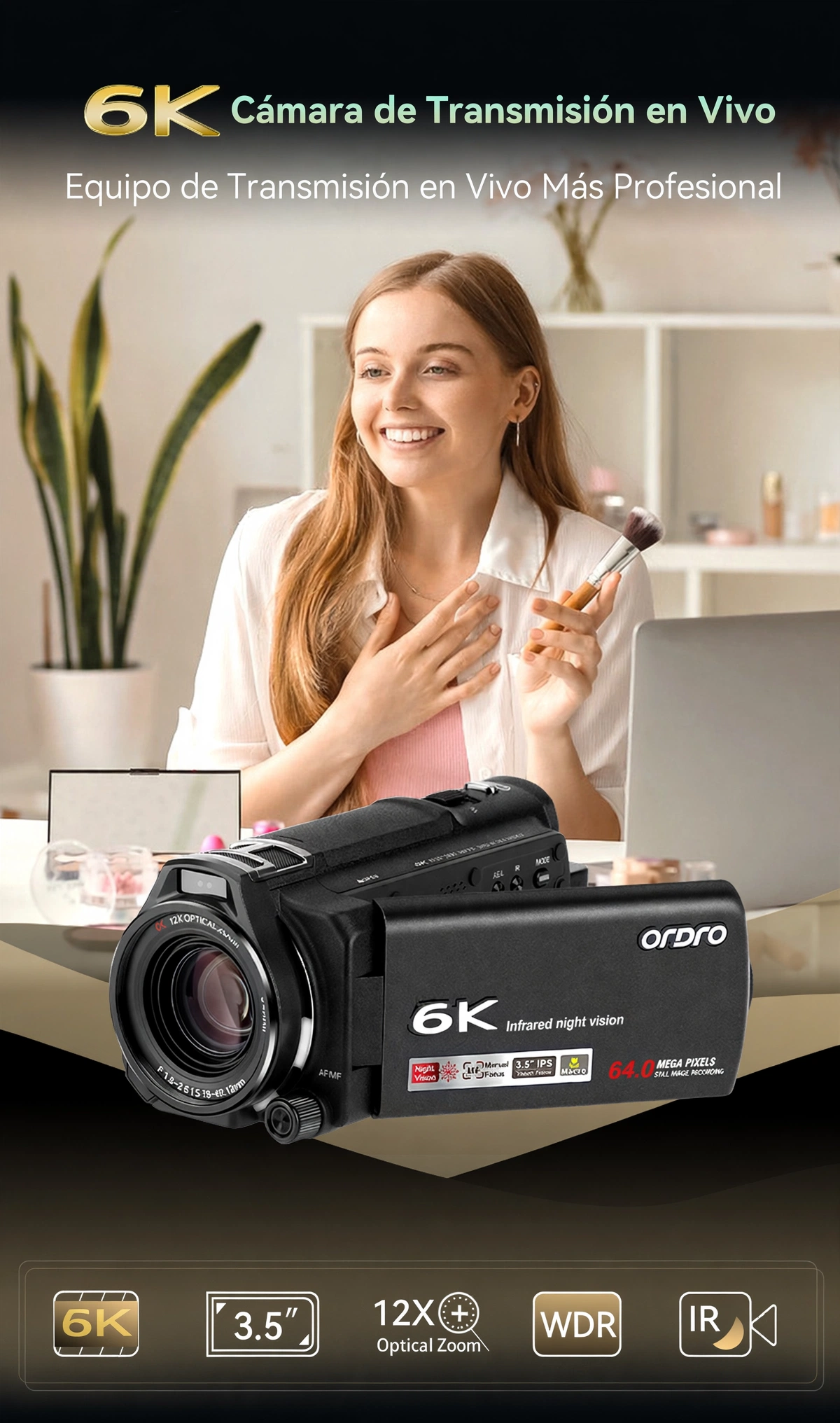CAMARA DE VIDEO 6K CON ZOOM OPTICO 12X / 40X HÍBRIDA CON VISION INFRAROJO - Imagen 9