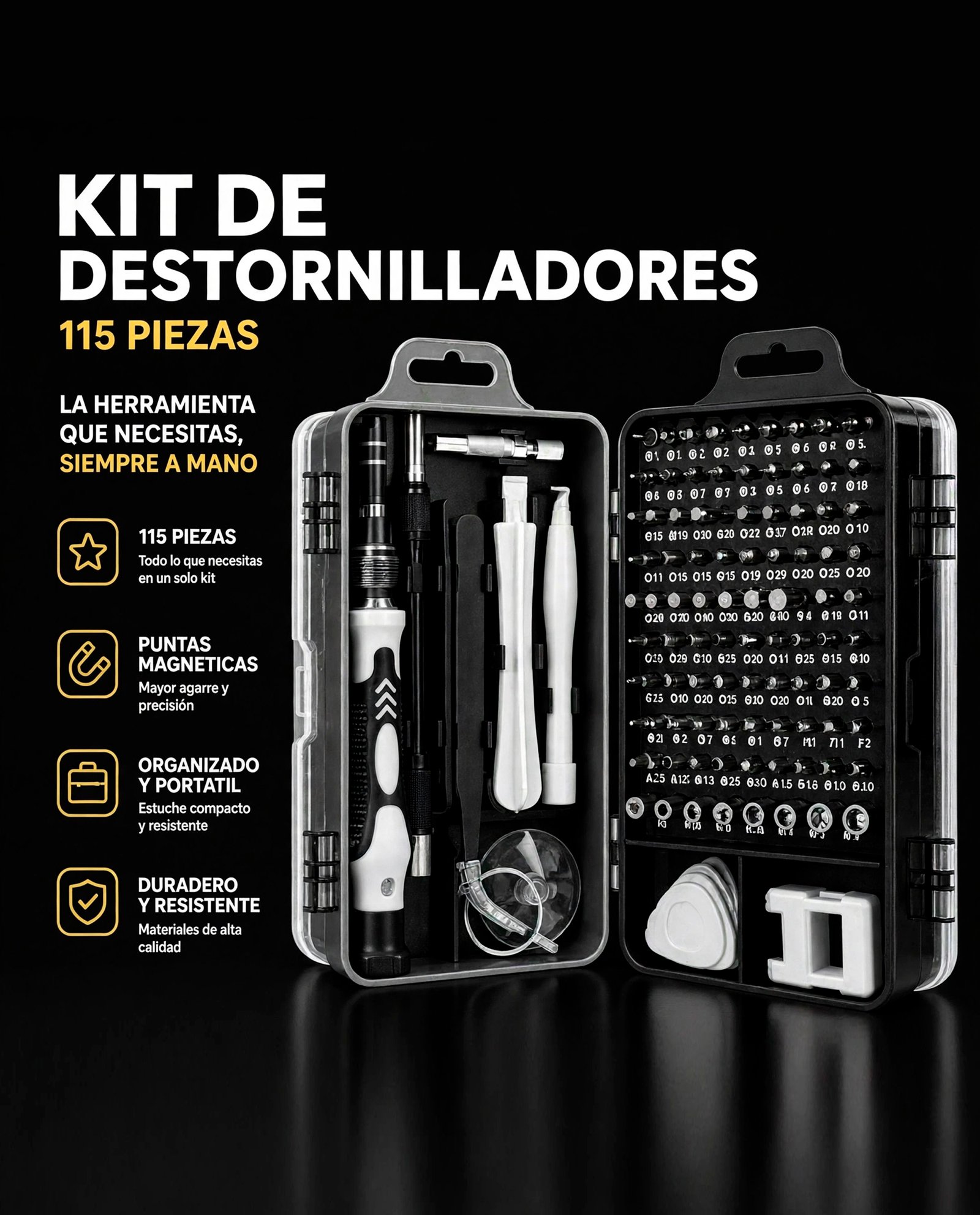 SET DE HERRAMIENTAS DE PRESICION DE 115 PIEZAS - Imagen 3
