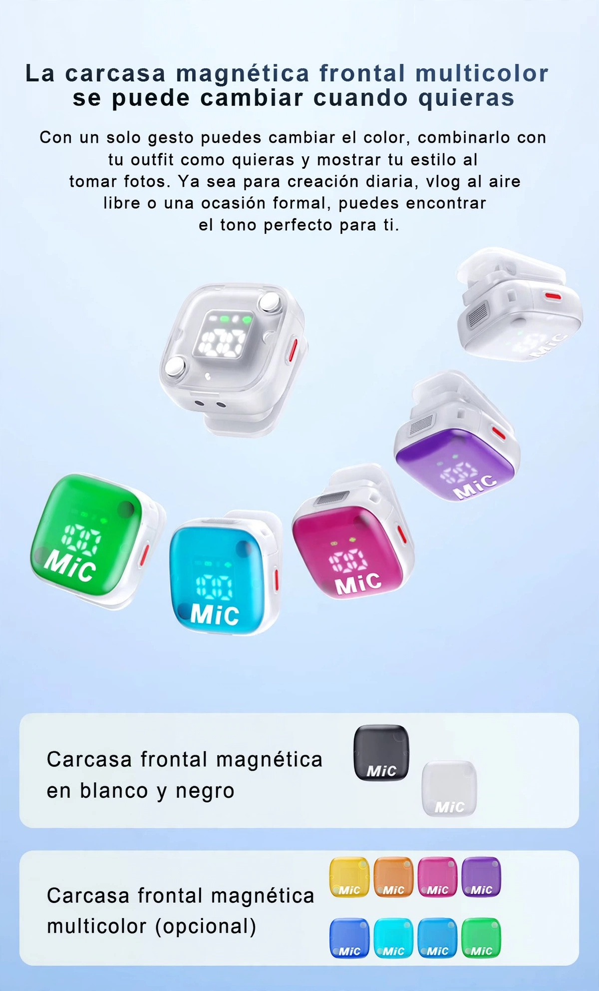 MICROFONO DE SOLAPA INALAMBRICO CON IA CON CARCASA INTERCAMBIABLE - Imagen 9