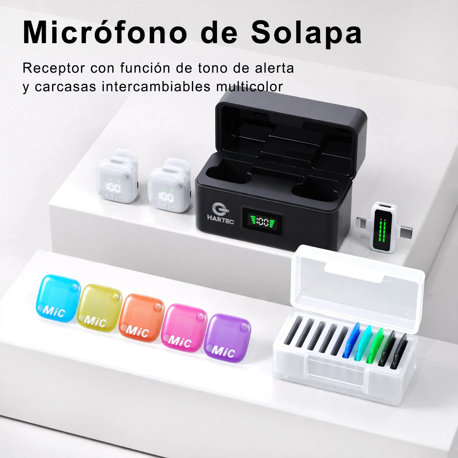 MICROFONO DE SOLAPA INALAMBRICO CON IA CON CARCASA INTERCAMBIABLE - Imagen 2