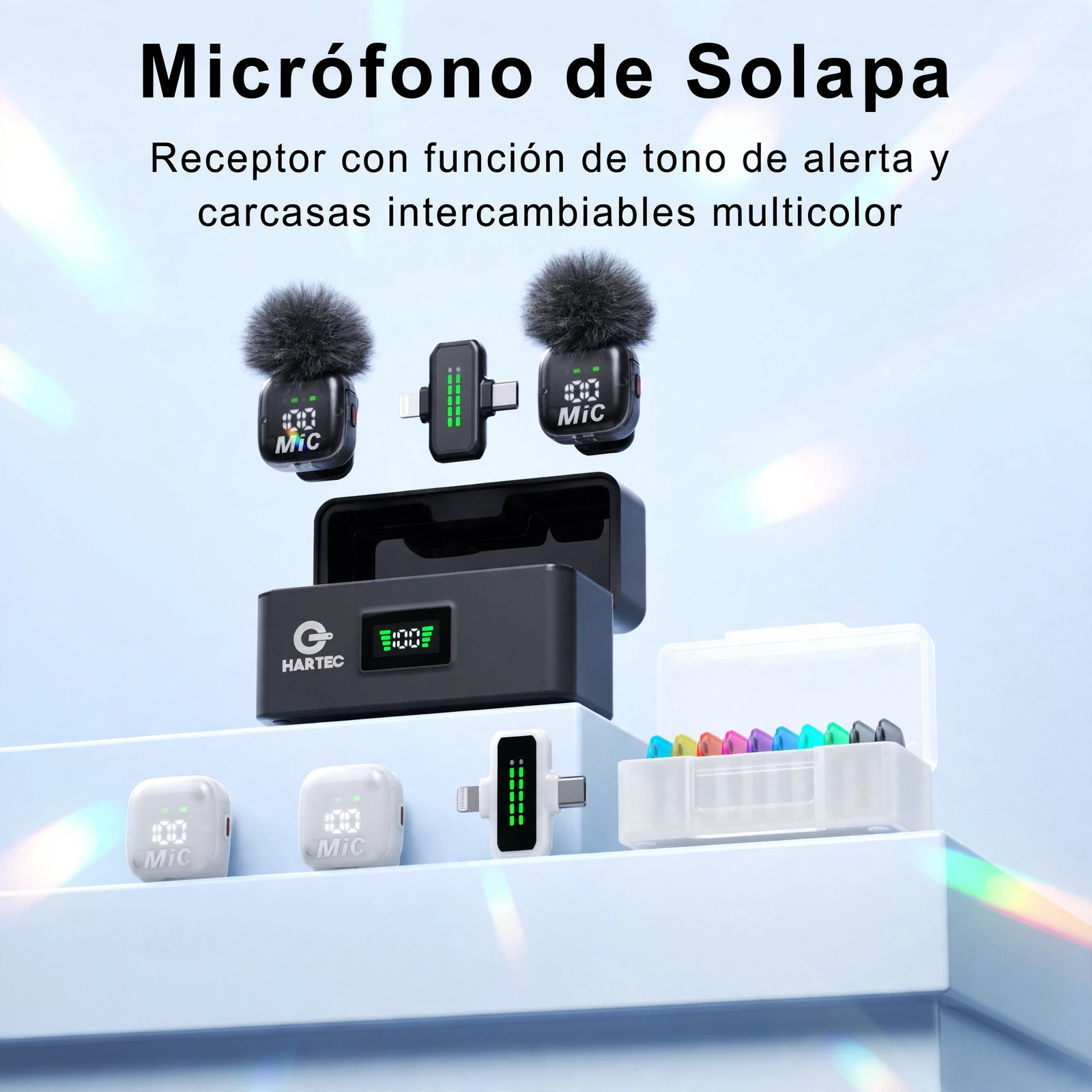 MICROFONO DE SOLAPA INALAMBRICO CON IA CON CARCASA INTERCAMBIABLE