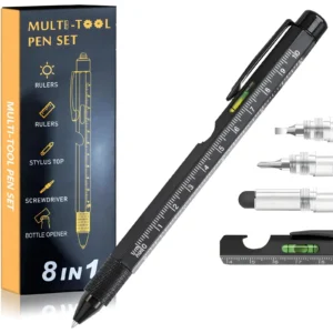 BOLIGRAFO MULTIHERRAMIENTA 8 EN 1, DE ALTA CALIDAD