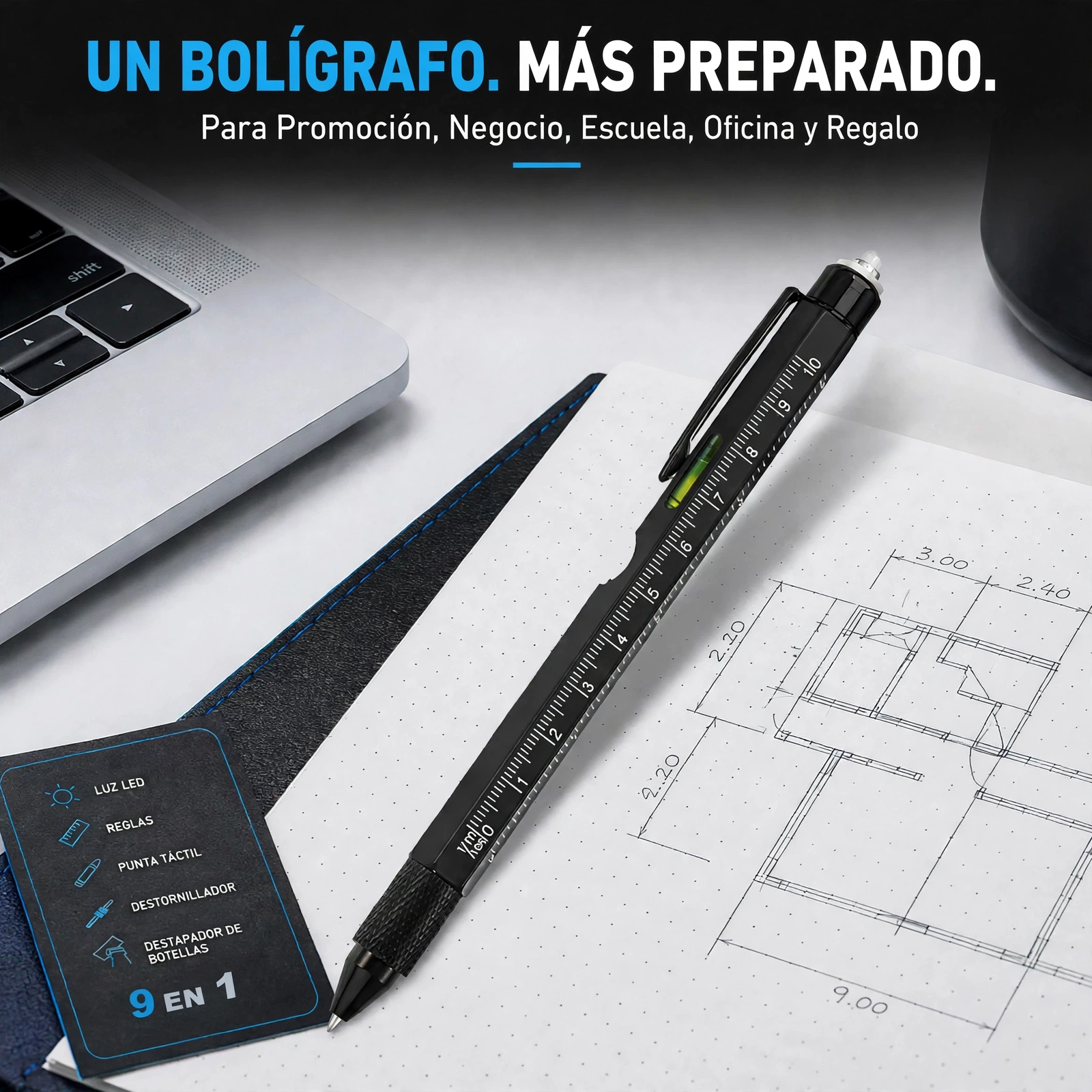 BOLIGRAFO MULTIHERRAMIENTA 8 EN 1, DE ALTA CALIDAD - Imagen 4