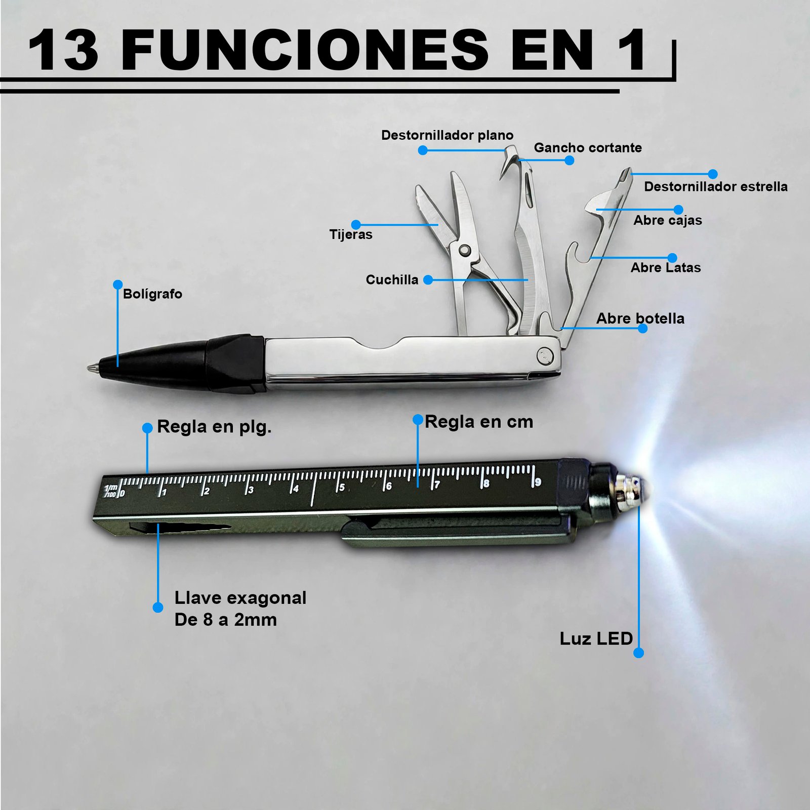 BOLIGRAFO MULTIFUNCIONAL 13 EN 1 - Imagen 2