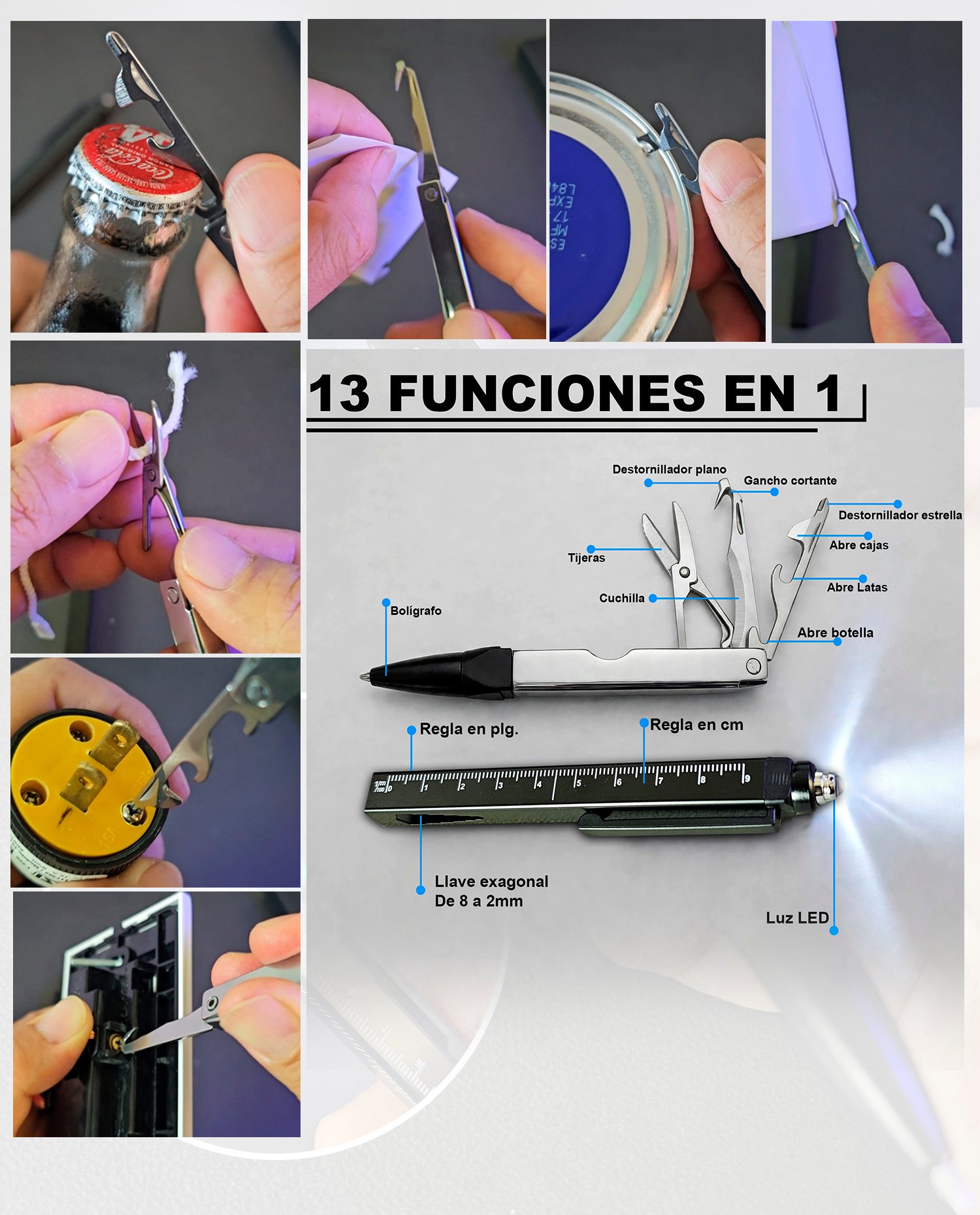 BOLIGRAFO MULTIFUNCIONAL 13 EN 1 - Imagen 3